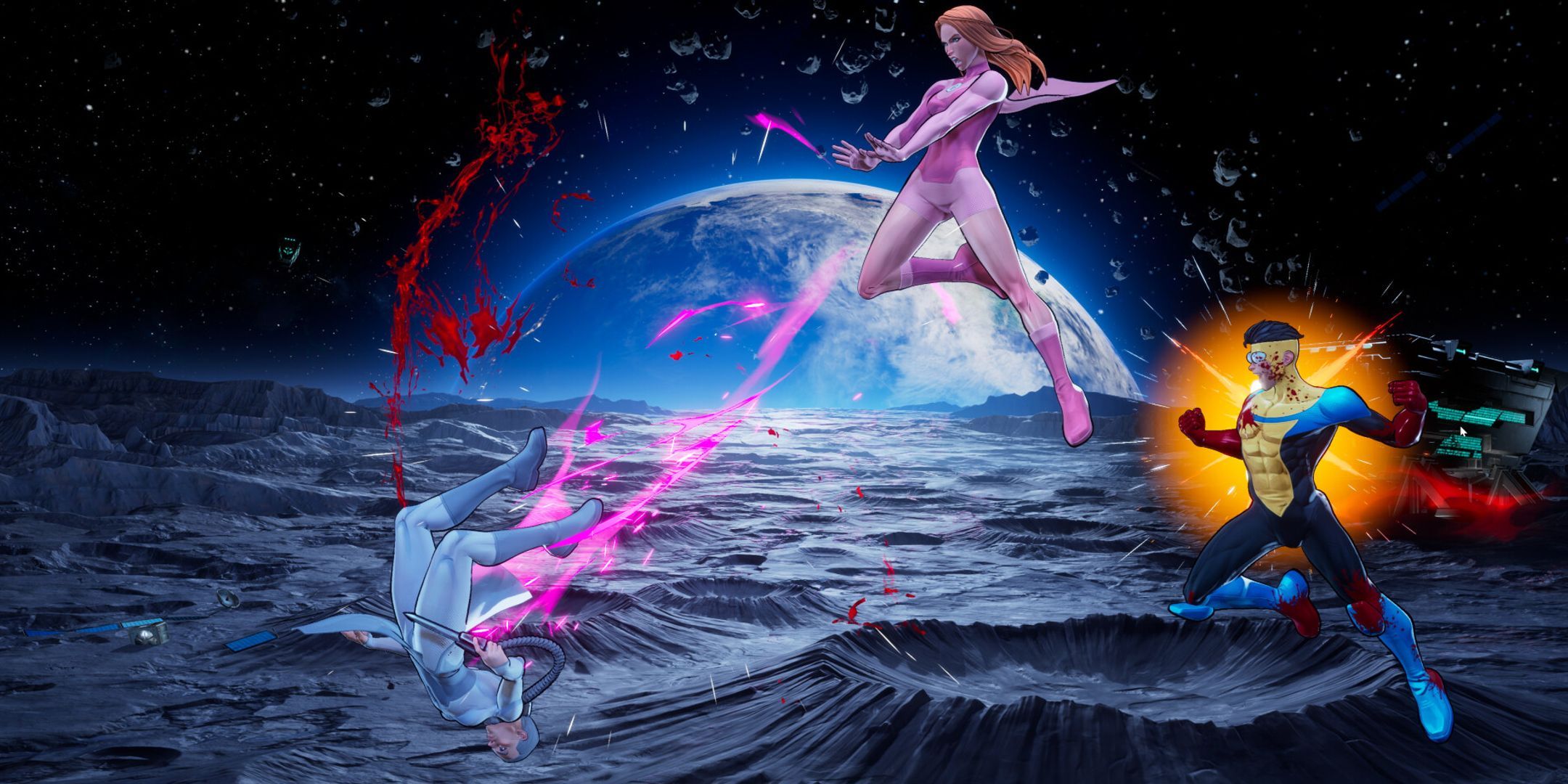 Invincible VS Steam Screen Shot, Atom Eve and Mark fighting Thula