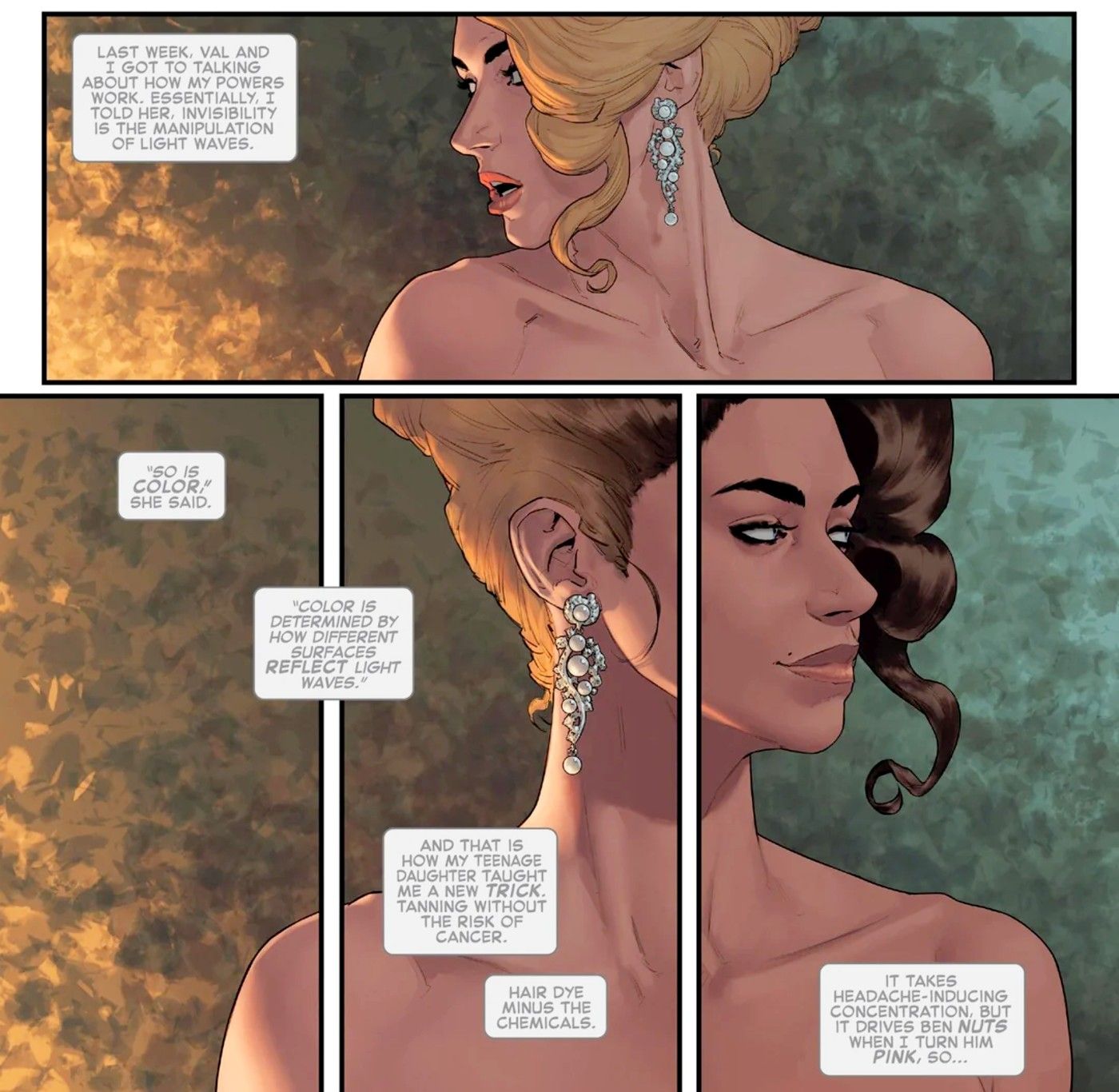 invisible woman uses powers to change hair