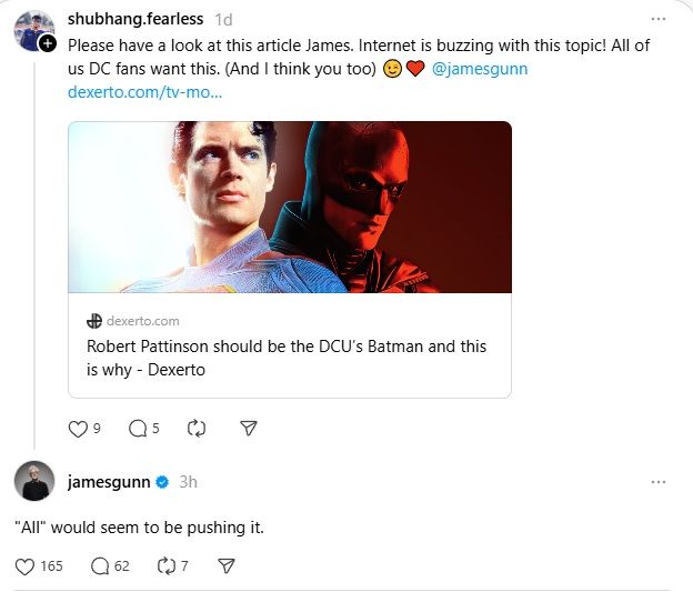 James Gunn On Fans Wanting Robert Pattinson's Batman In The DCU