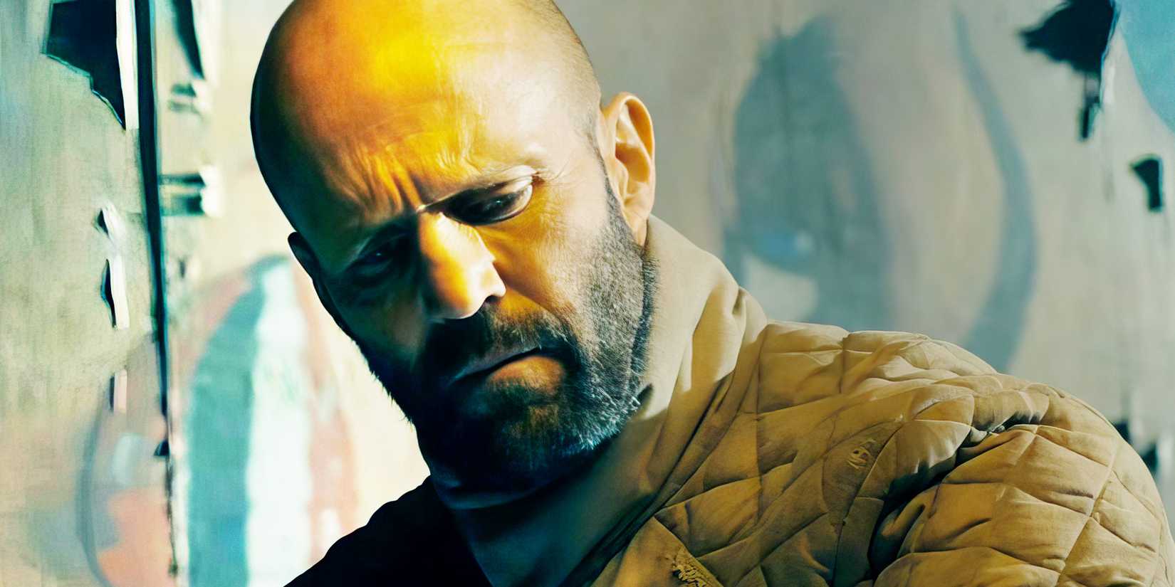 Jason Statham looking down in The Beekeeper