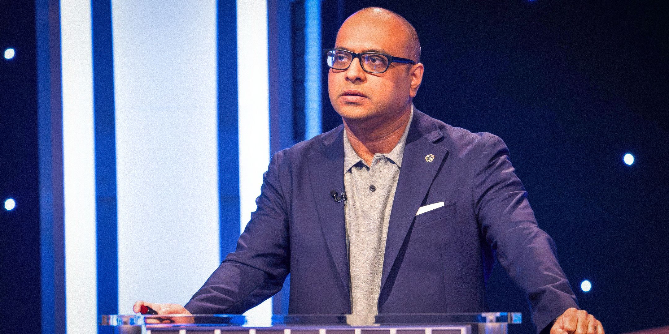 Jeopardy! Masters' Yogesh Raut with serious expression