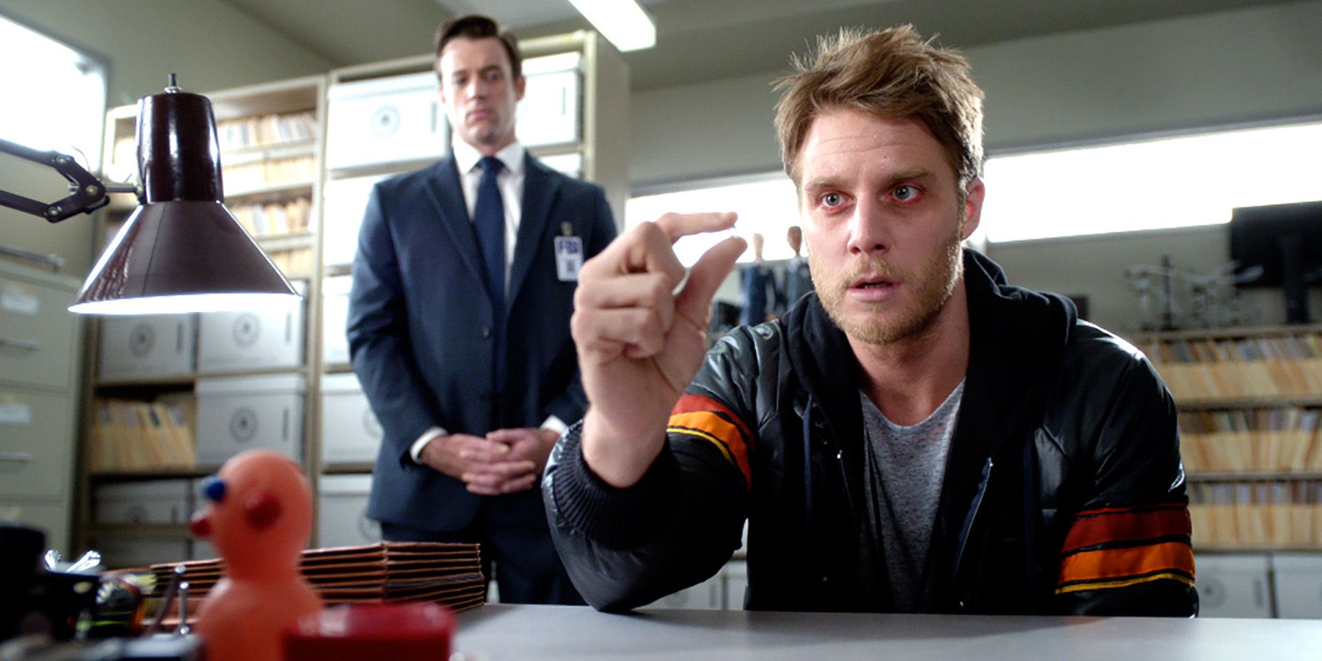 Limitless TV Show Brian holding an NZT pill