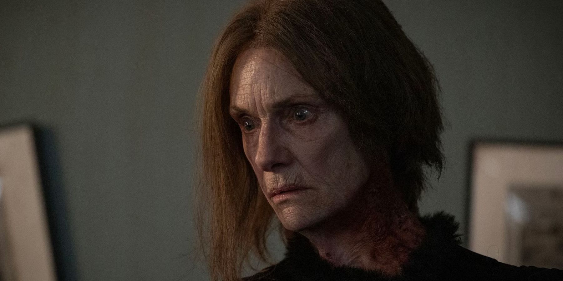 Lisa Emery as the Dama with an intense stare in The Walking Dead: Dead City season 2