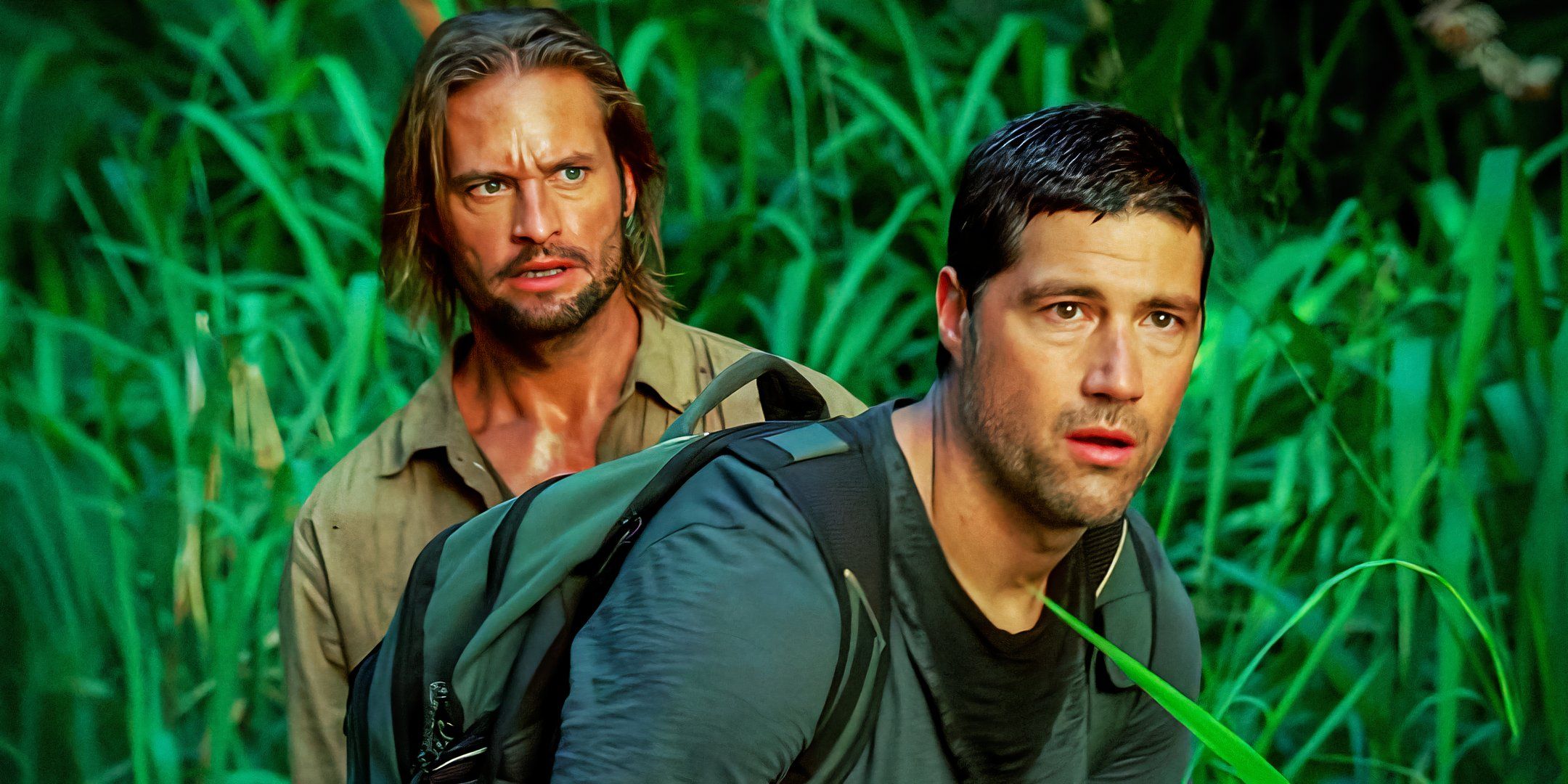 Jack and Sawyer in the jungle in Lost