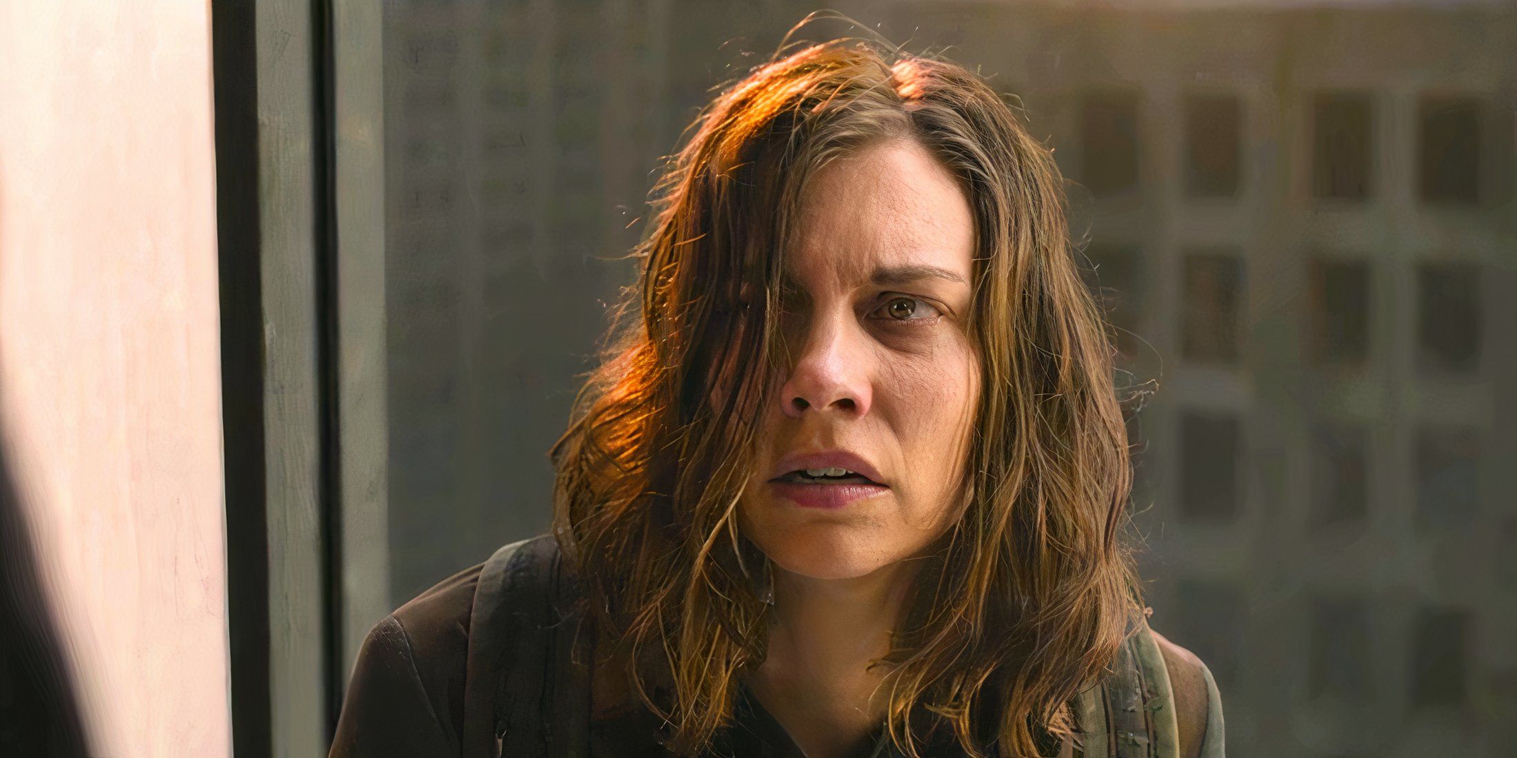 Maggie looking up with hair in her face in The Walking Dead Dead City season 2 episode 7