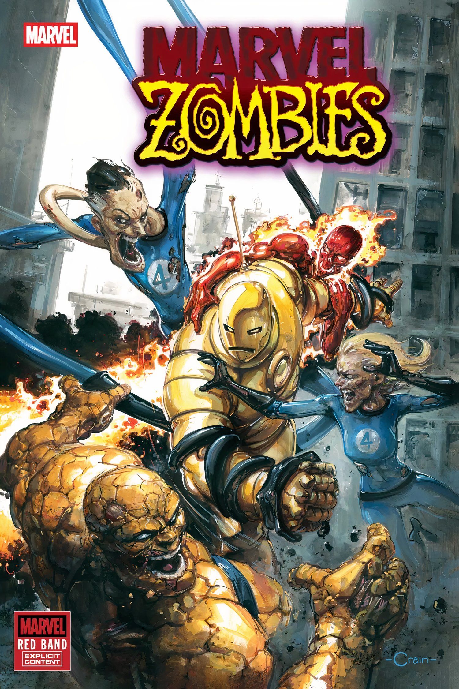 Marvel Zombies Red Band Fantastic Four Fighting Iron Man