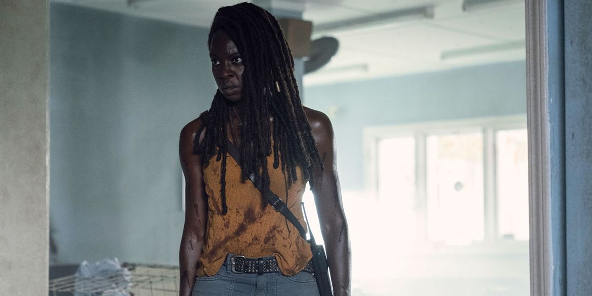 Michonne looking serious in The Walking Dead