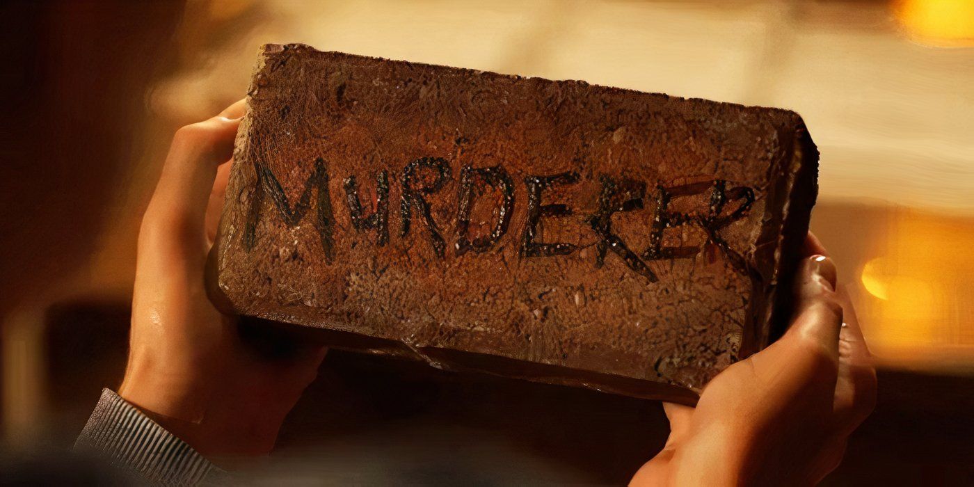 Georgia holding a brick that says "Murderer" on it in Ginny & Georgia season 3