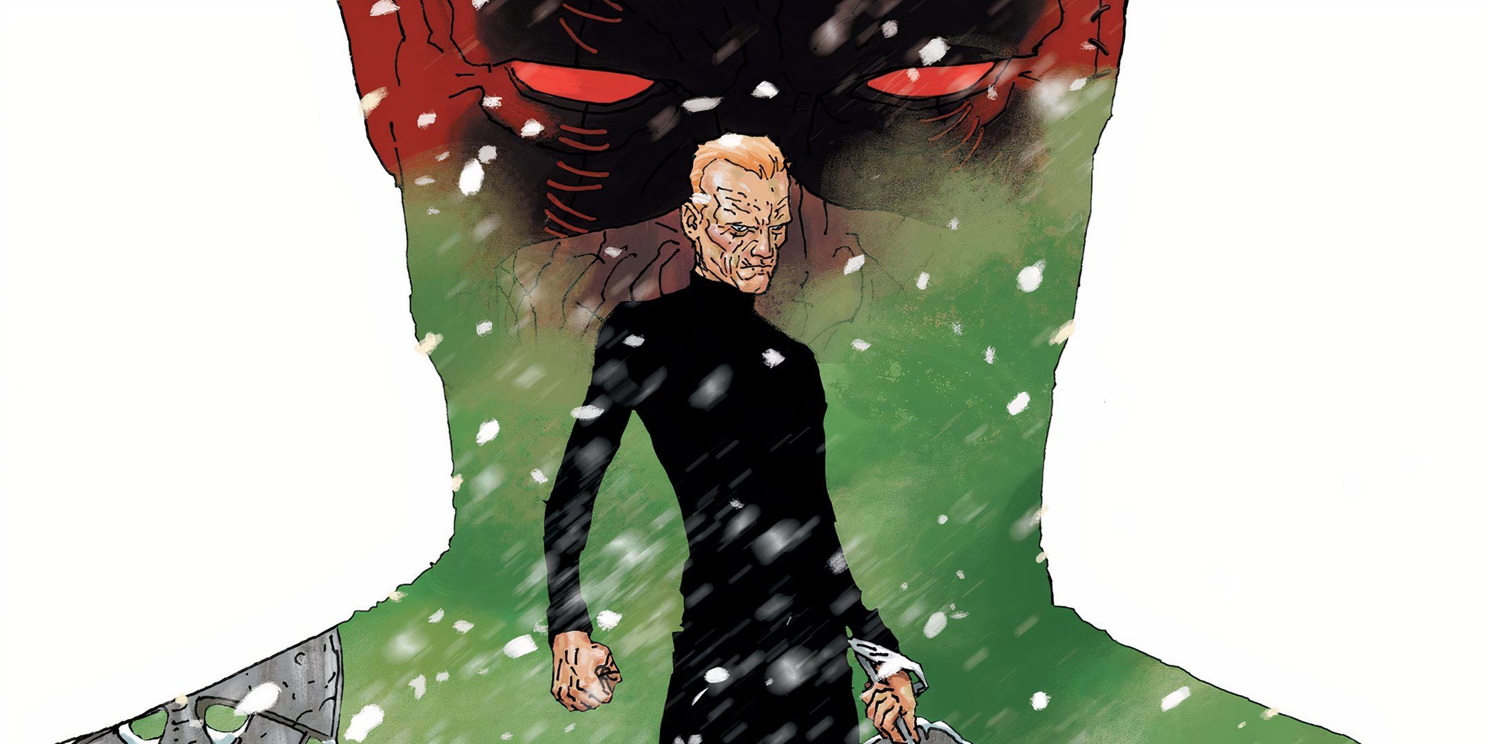 Matt Murdock anziano con Daredevil sullo sfondo
