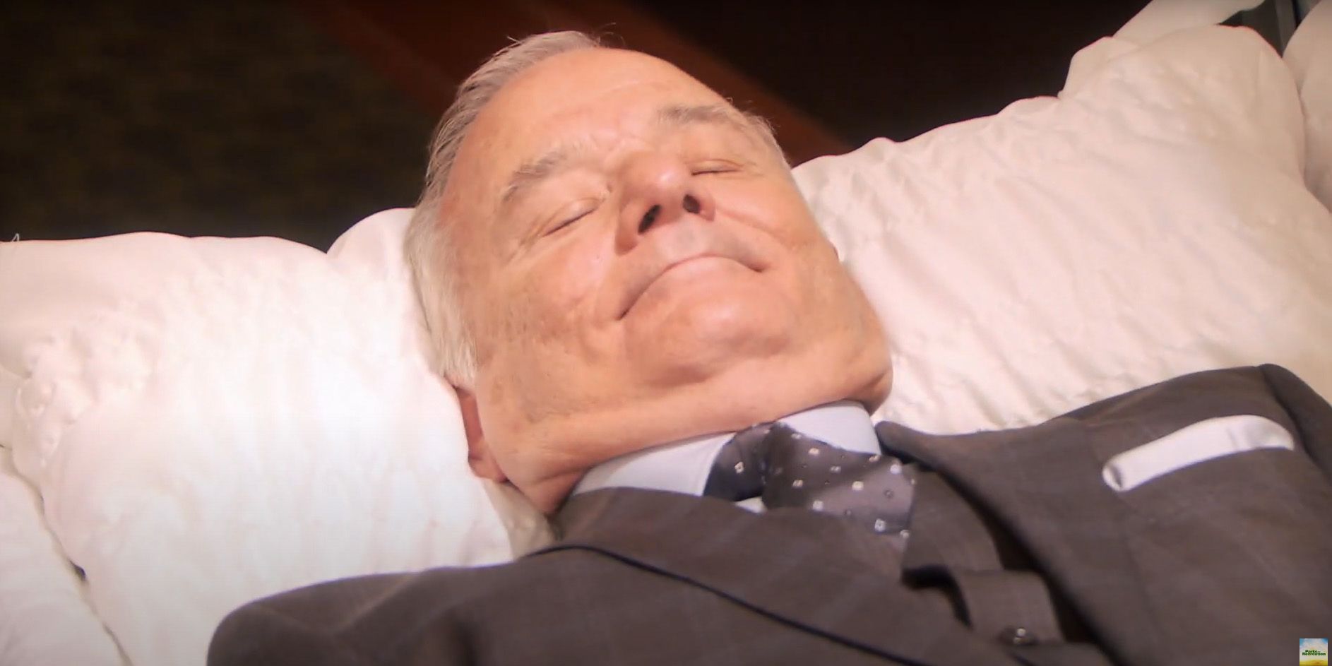 Parks and Recreation Mayor Gunderson in his coffin