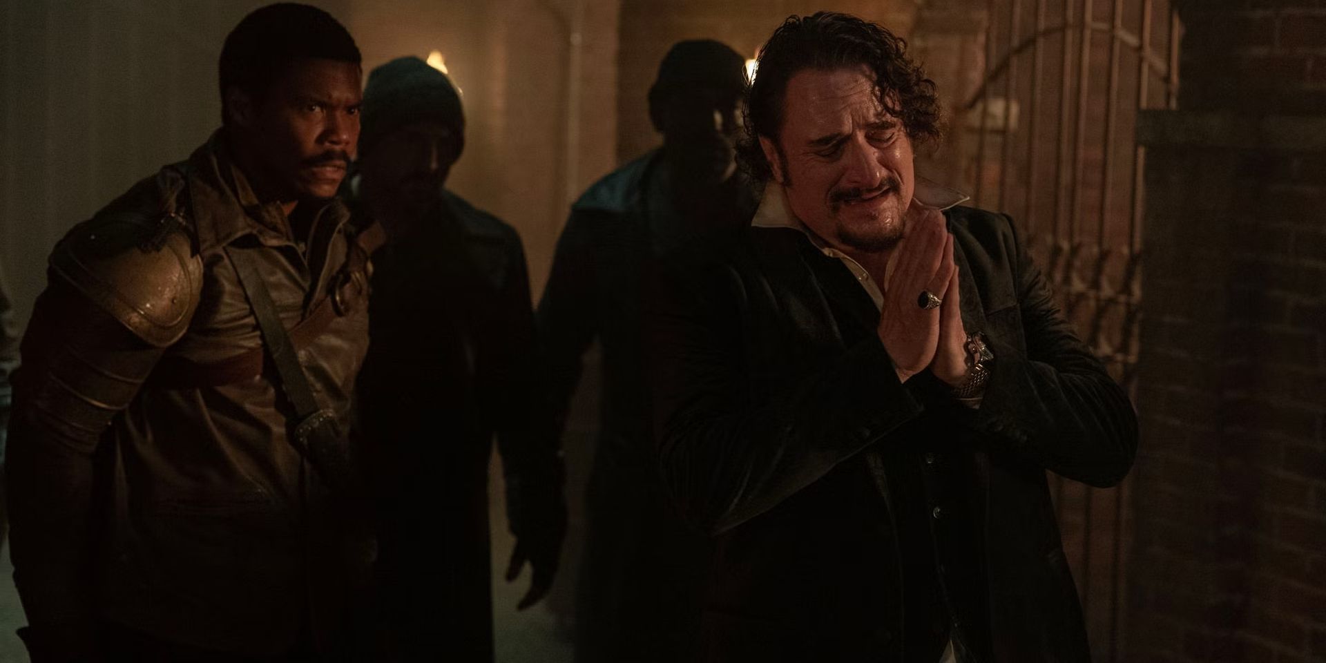 Perlie scared and Bruegel pleading in The Walking Dead Dead City season 2 finale