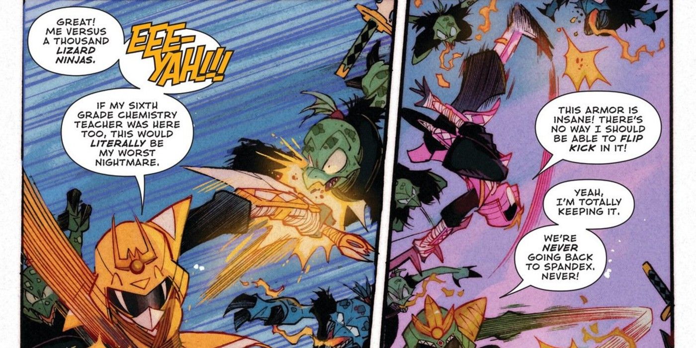 Pink and Yellow Ranger Kimberly Ann Hart e Trini Kwan combattono mostri ninja con le nuove armature da samurai