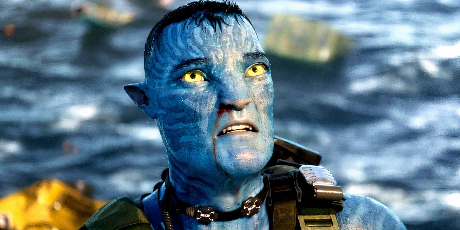 Quaritch is bleeding from the nose in Avatar The Way of Water
