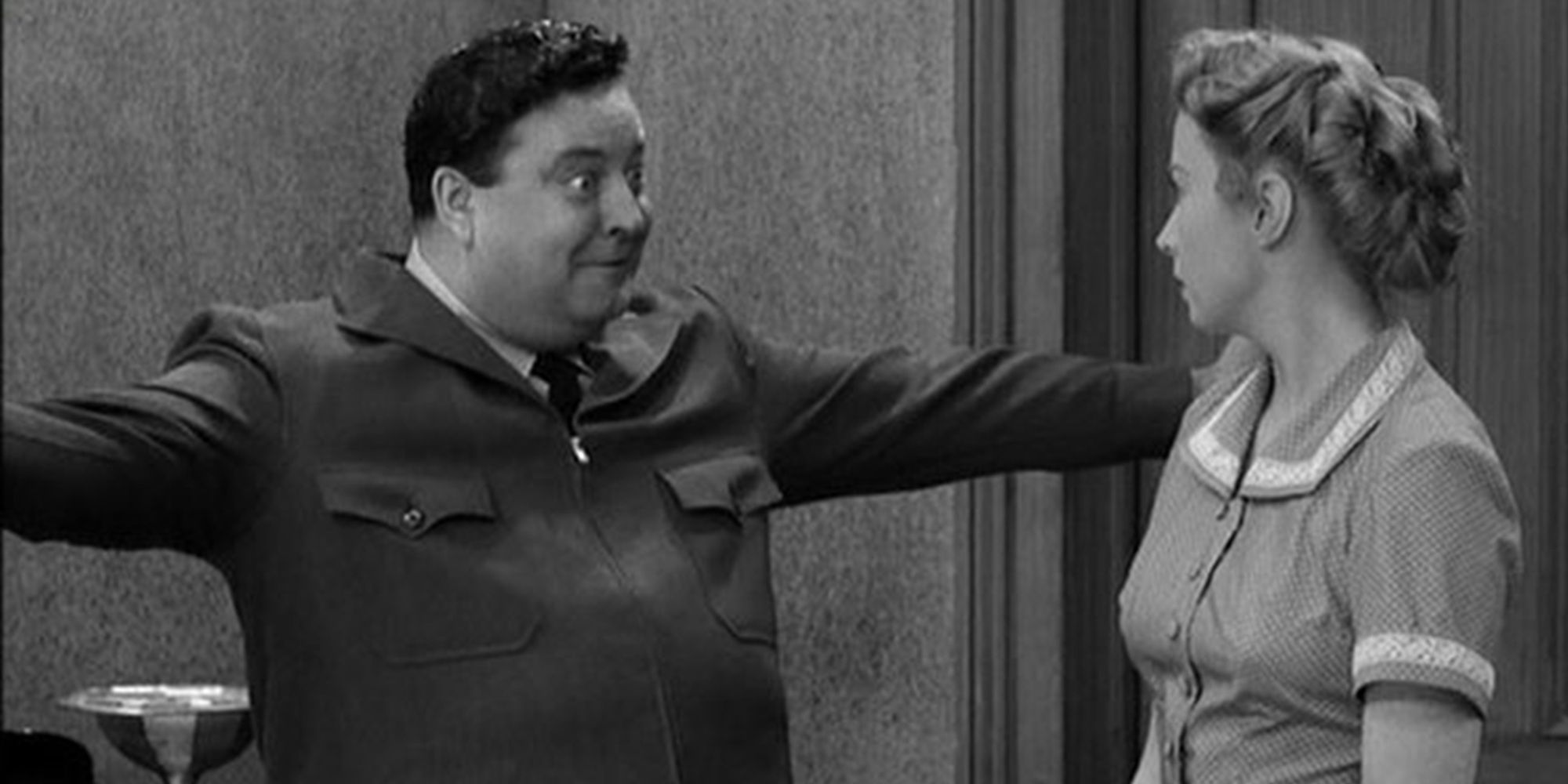 Ralph smiling at Alice in The Honeymooners