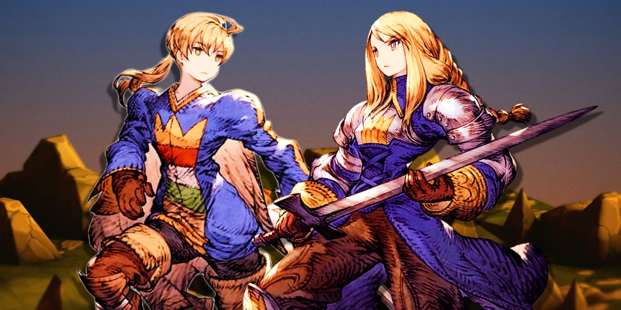 Ramza And Agrias From Ff Tactics On A Background From The Remaster