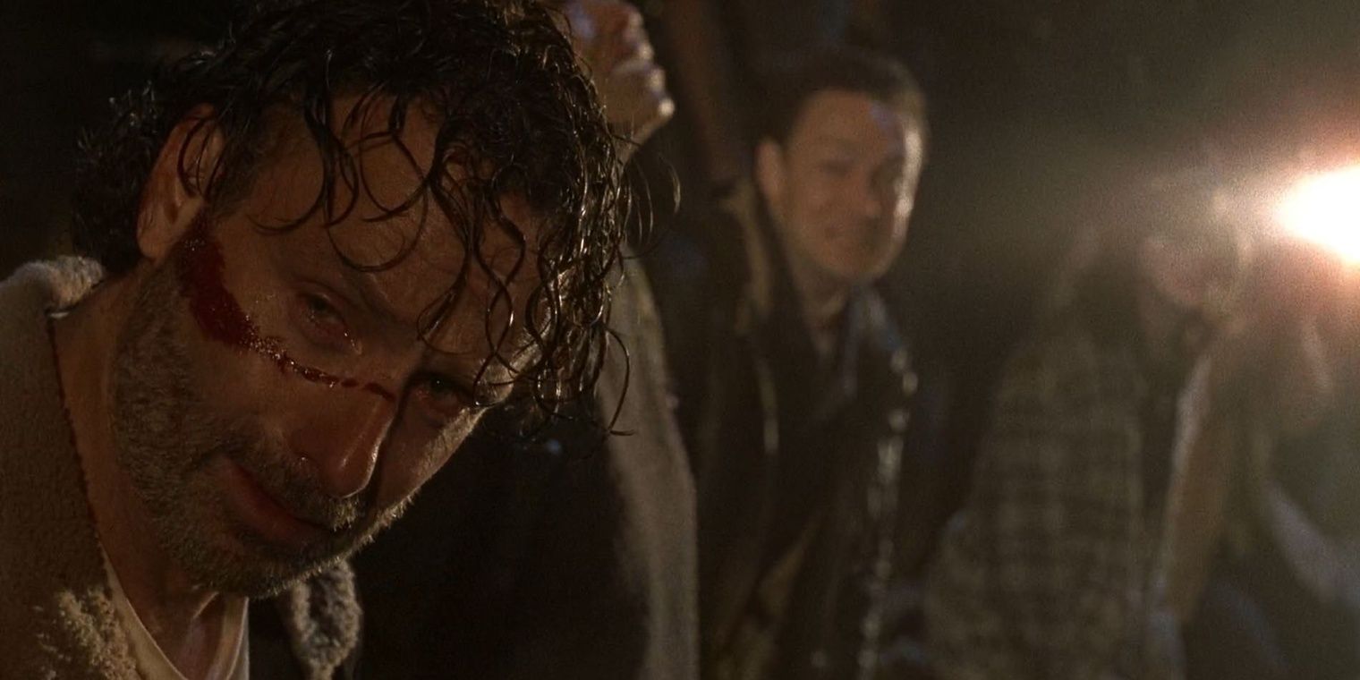 Rick looking horrified in The Walking Dead
