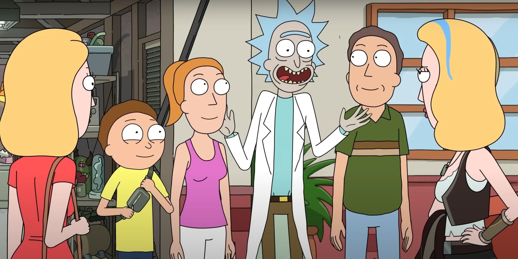 Rick talking to the family in Rick and Morty
