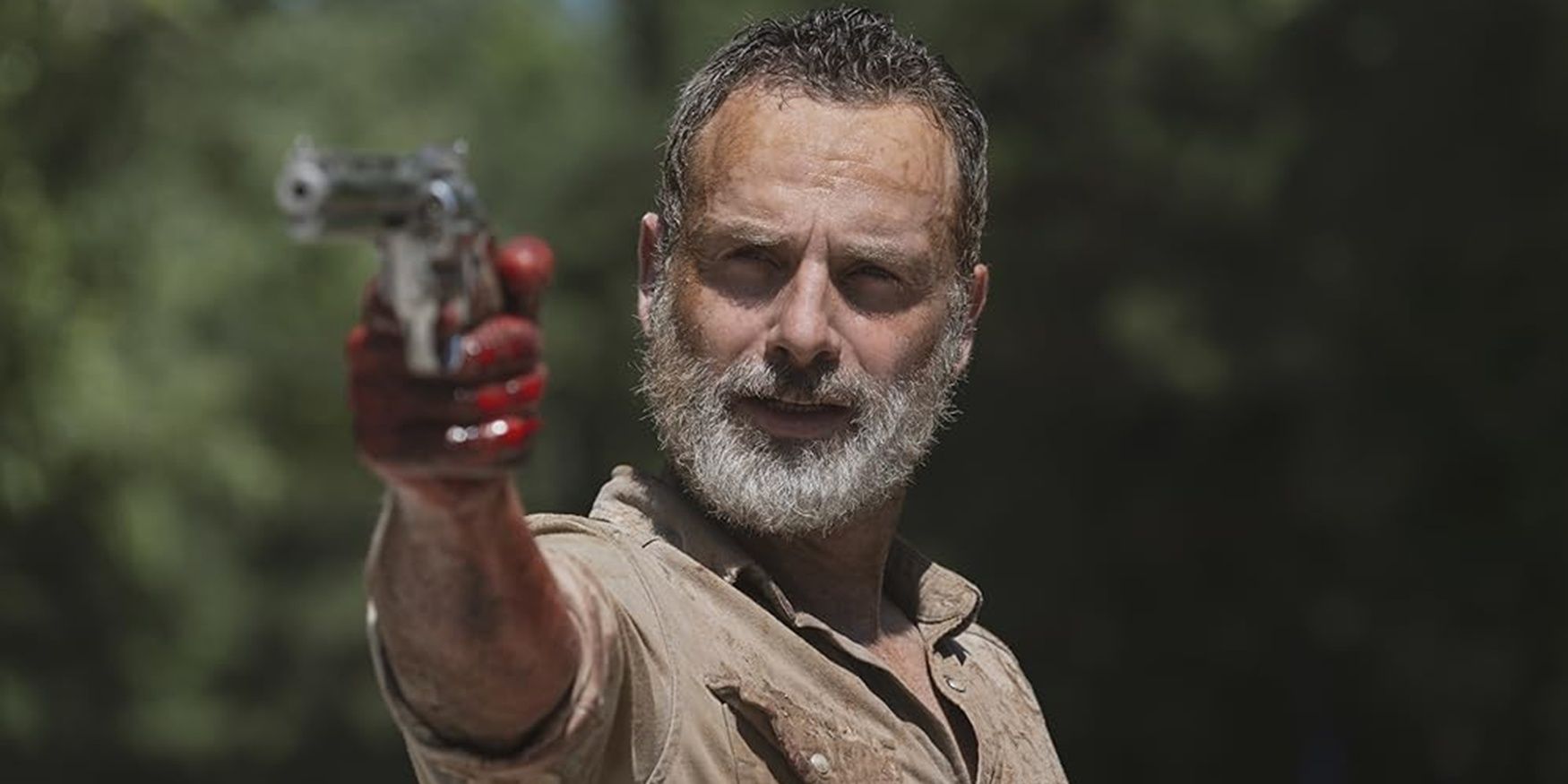 Rick with a revolver in The Walking Dead