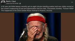 A Facebook screenshot of AI-fake post about Willie Nelson crying