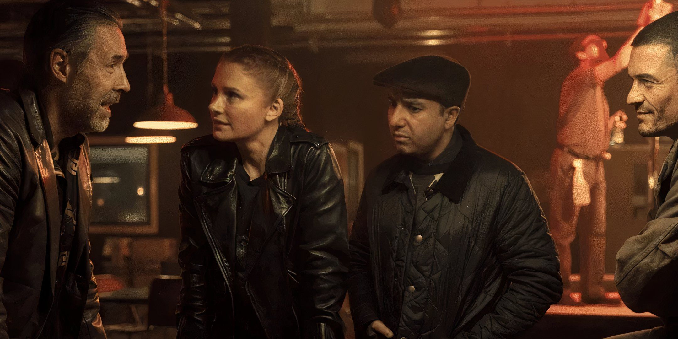 Paddy Considine, Bryce Dallas Howard, Nick Mohammed, and Orlando Bloom in Deep Cover