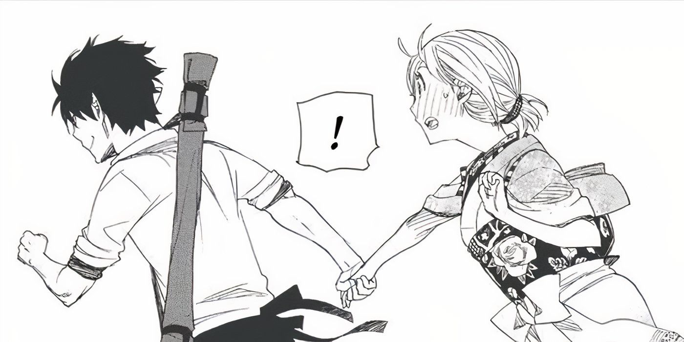 Shiemi and Rin Running Away Together