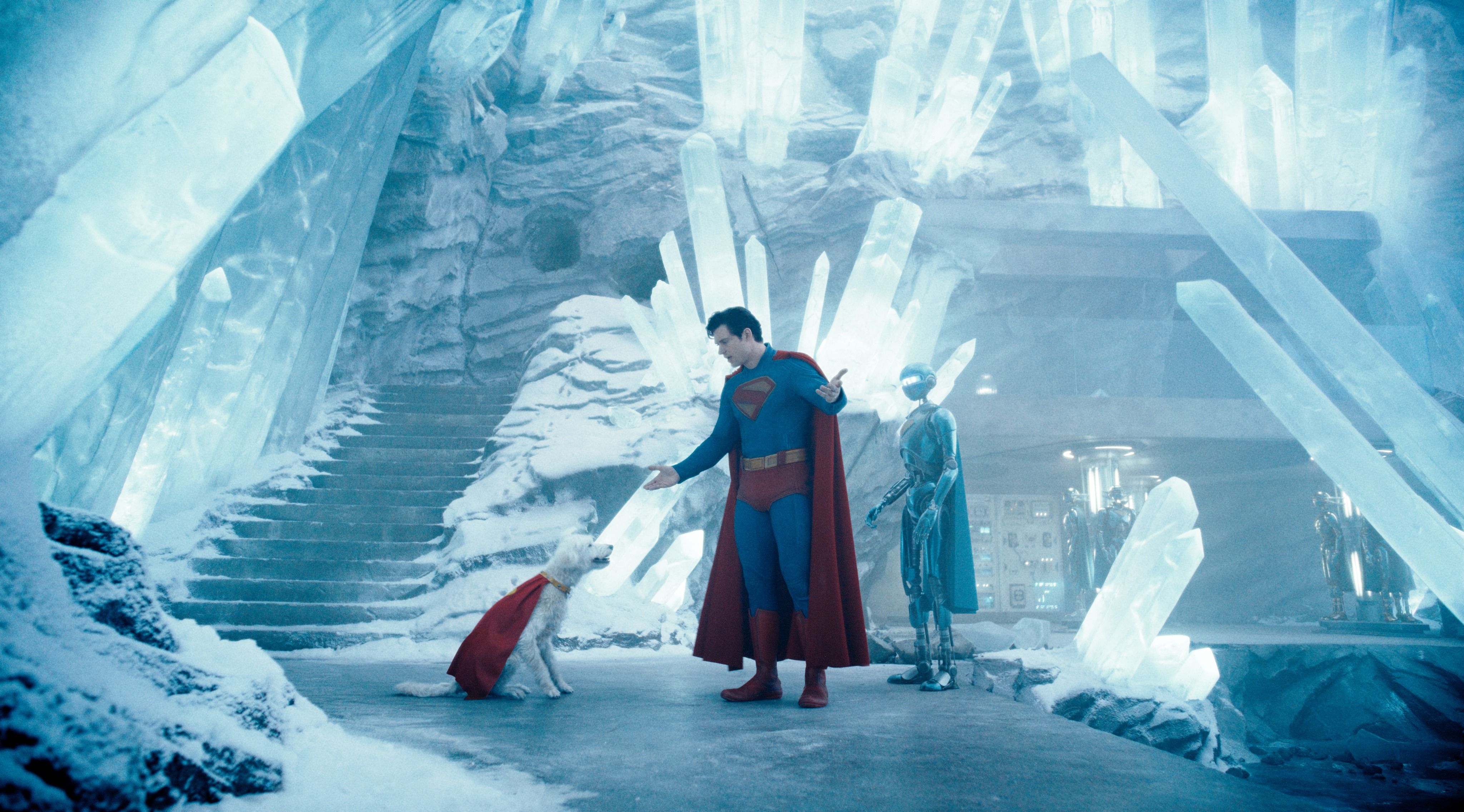 Superman and Krypto in Fortress of Solitude 4K
