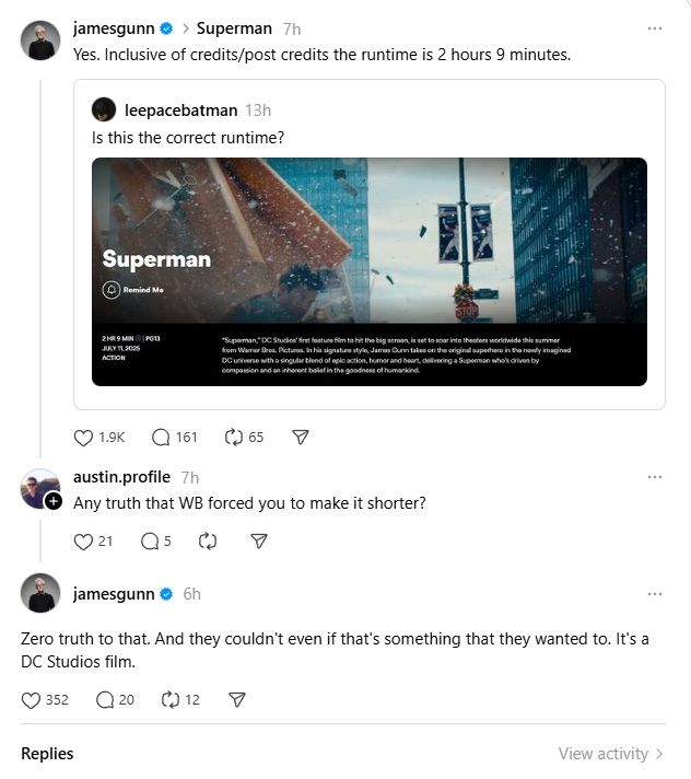 Superman Movie Post-Credits Scene And Studio Interference Rumors Addressed By James Gunn