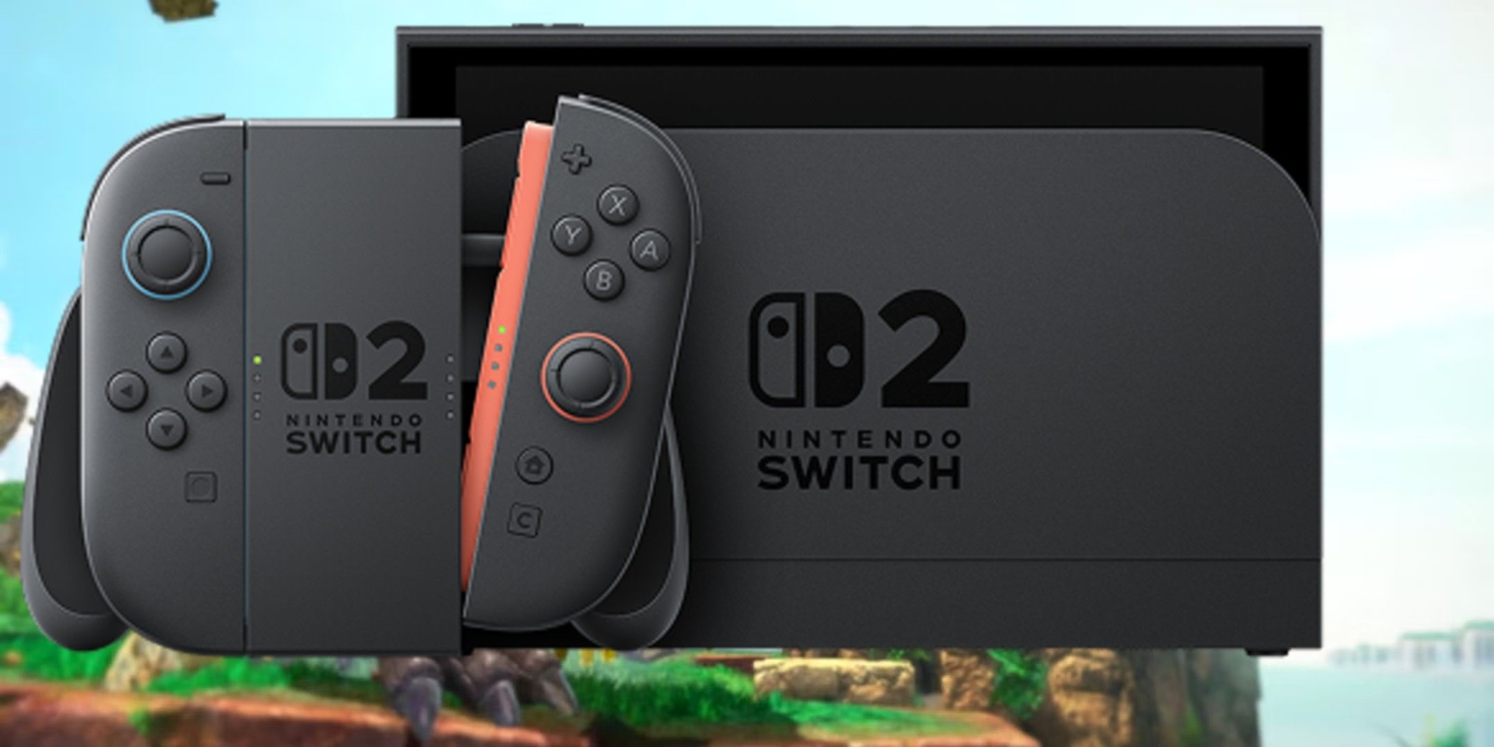 Switch 2 com fundo Mario Odyssey