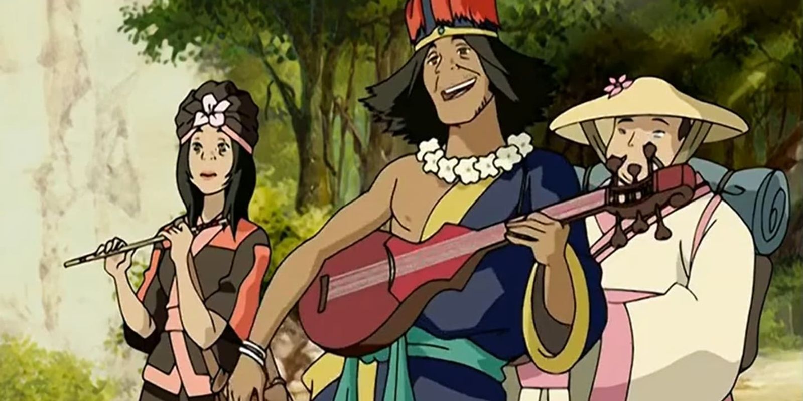 The hippies playing music in the cartoon Avatar the Last Airbender