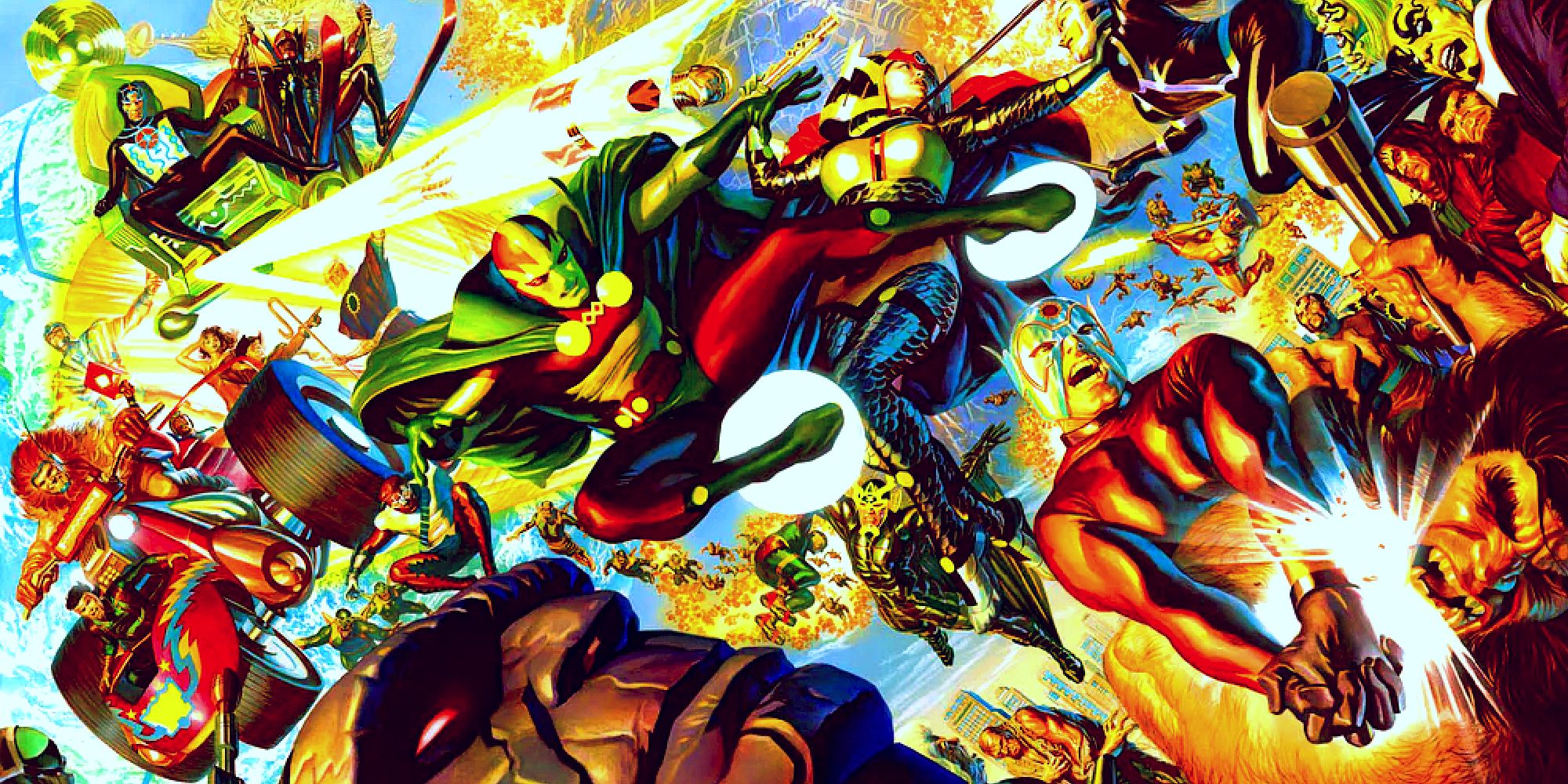 The New Gods fight amongst each other in DC artwork by Alex Ross