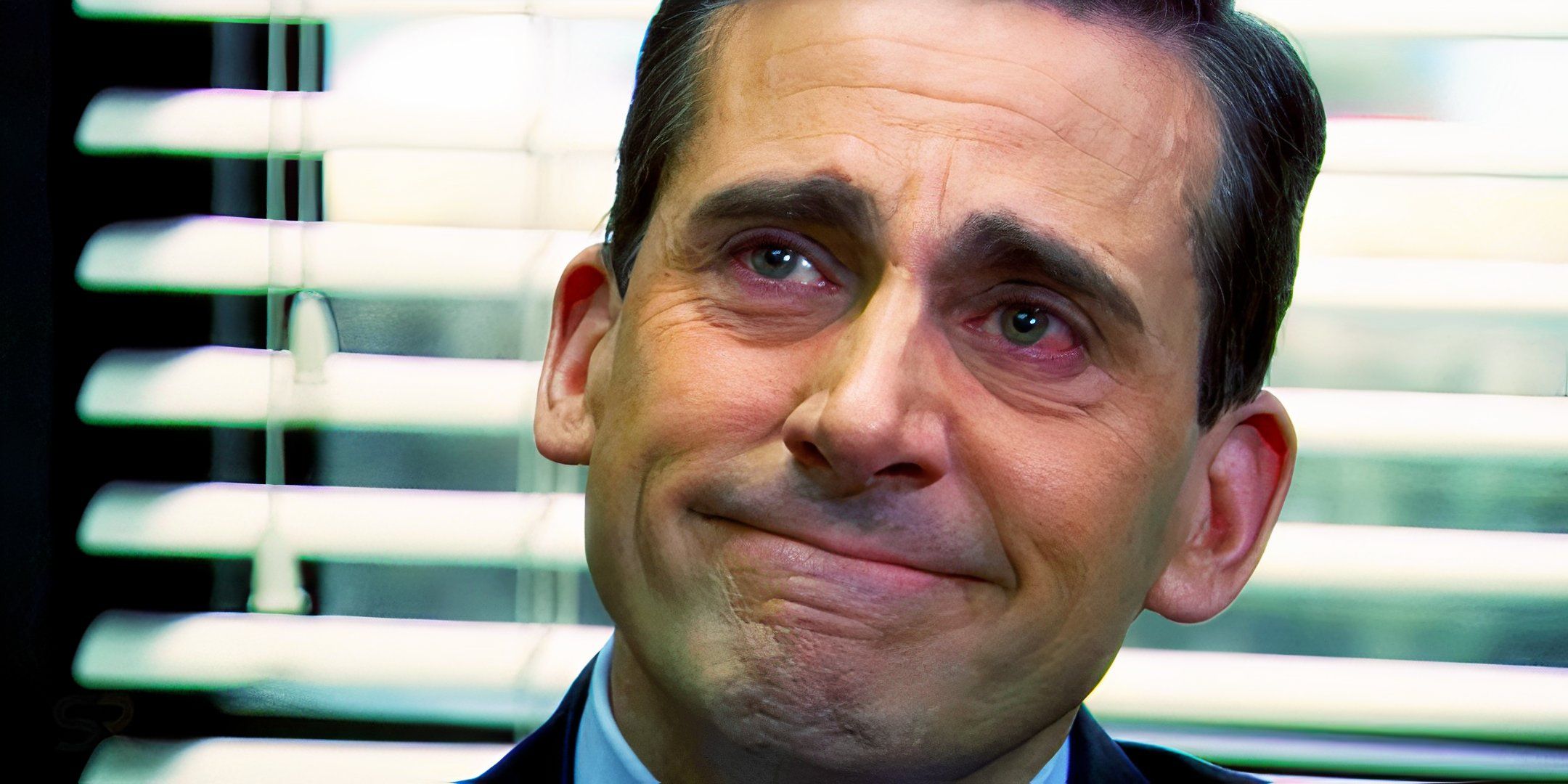 Steve Carell como Michael Scott parecendo emocional no episódio do escritório 