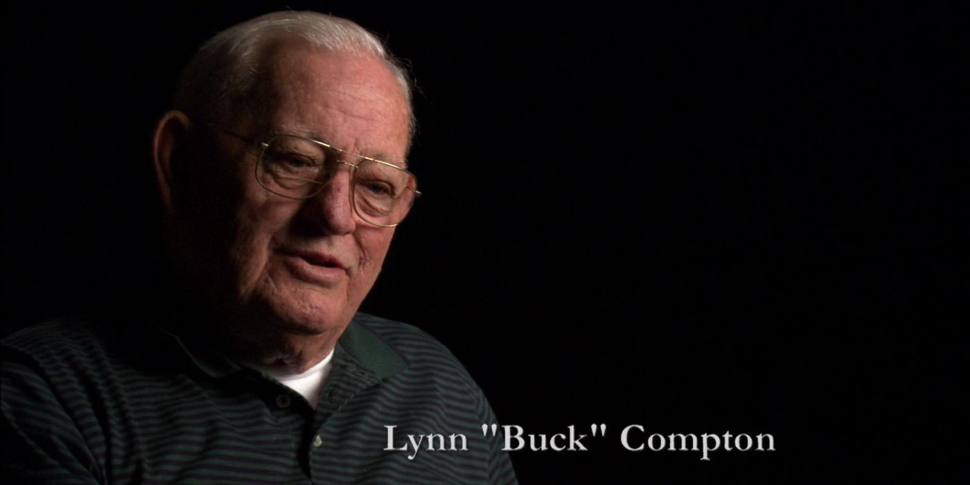 The real Buck Compton speaking in an interview in Band of Brothers Points.