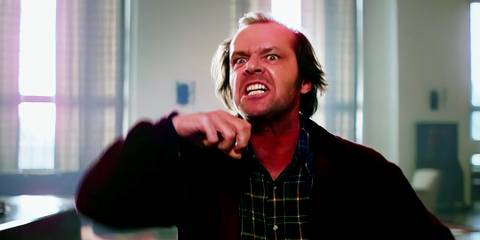 Jack Nicholson as Jack Torrance acting angry in The Shining