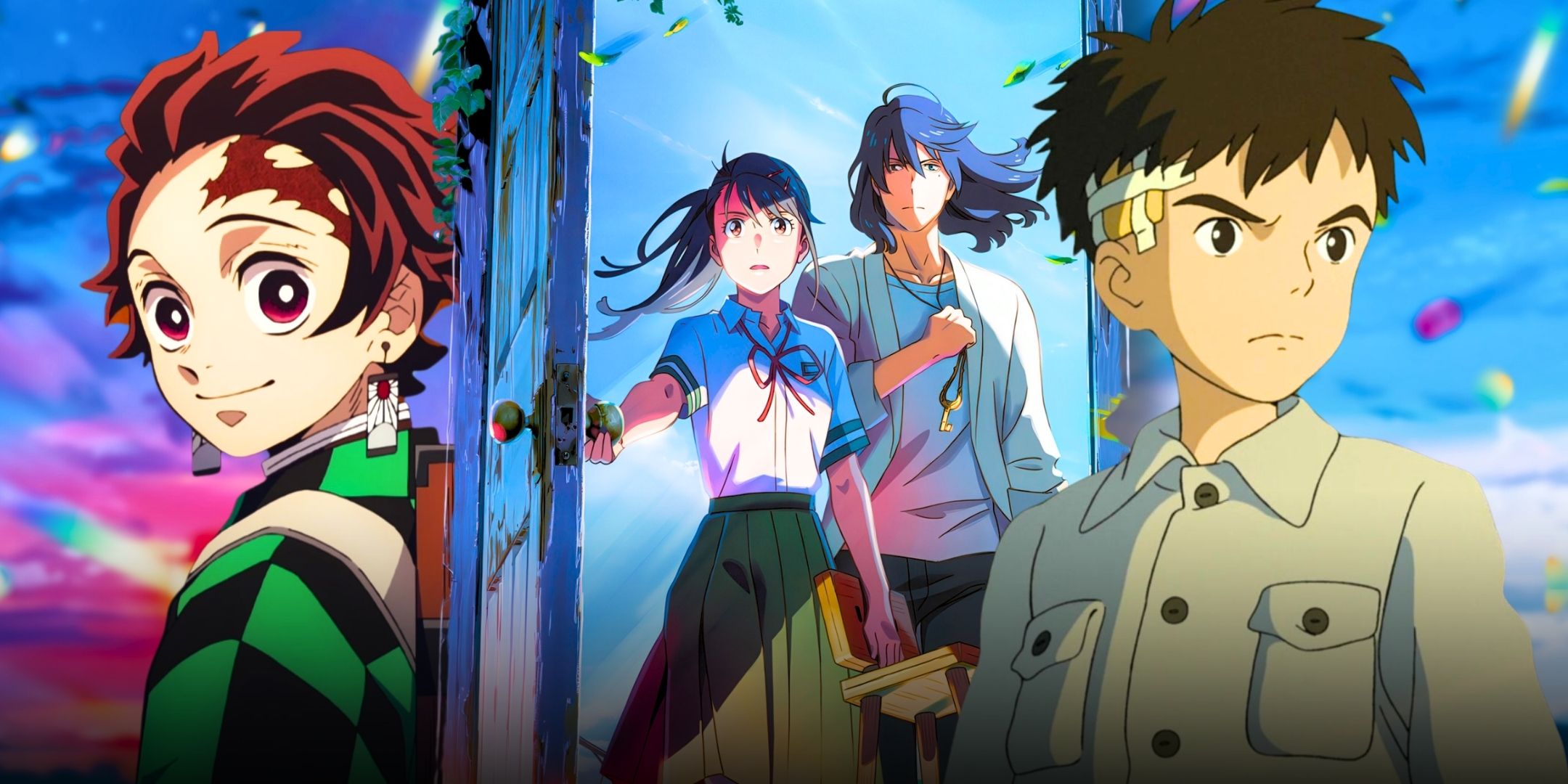 Demon Slayer Mugen Train, Your Name, and The Boy and The Heron custom featured image by Diana Acuña