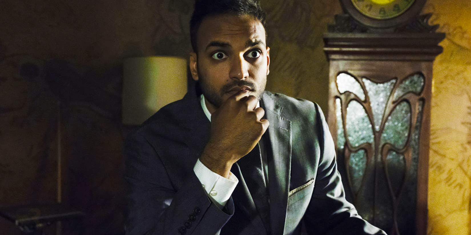 Arjun Gupta looking surprised as Penny Adiyodi in The Magicians