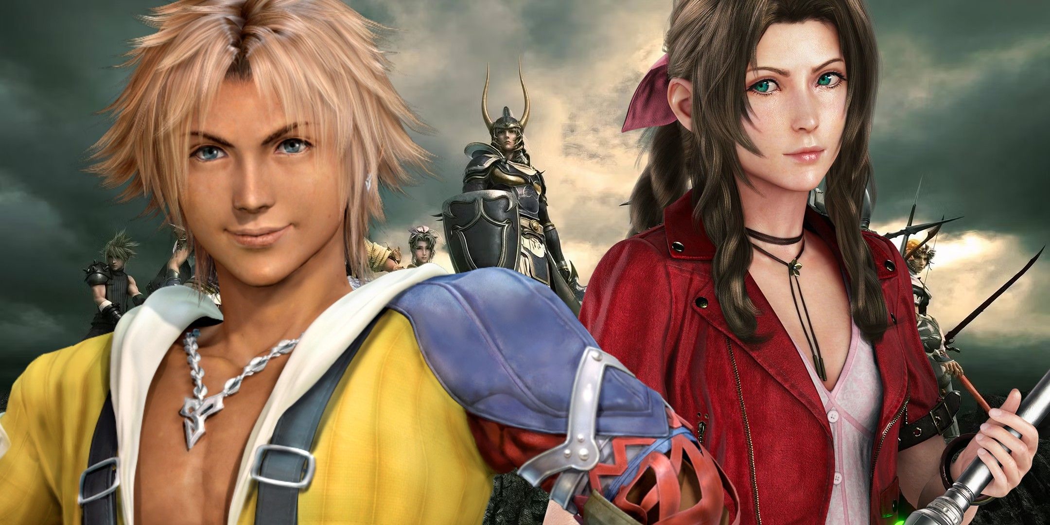 Tidus from FF10 and Aerith from FF7 Remake