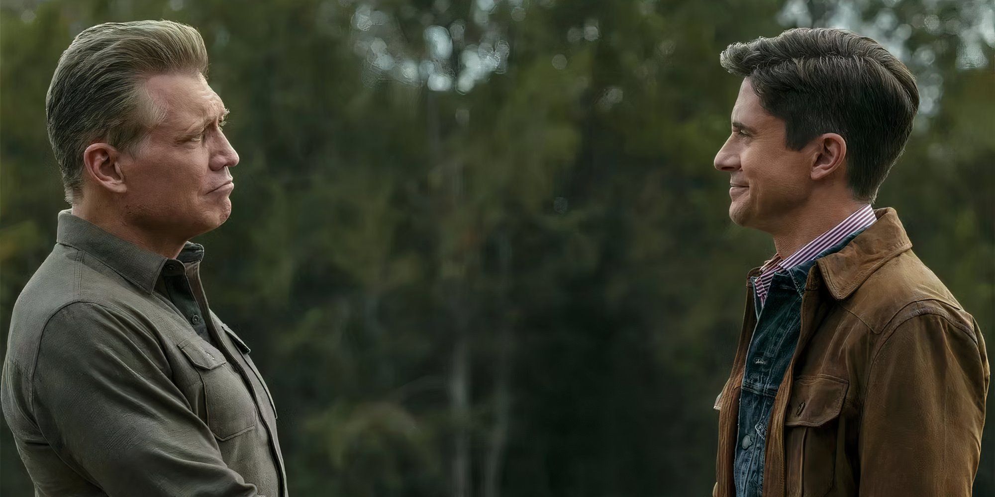 Topher Grace as Grady and Holt McCallany as Harlan shaking hands in The Waterfront (1)