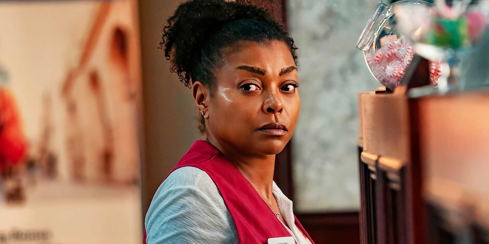 Taraji P. Henson looking to the side in Netflix's Straw