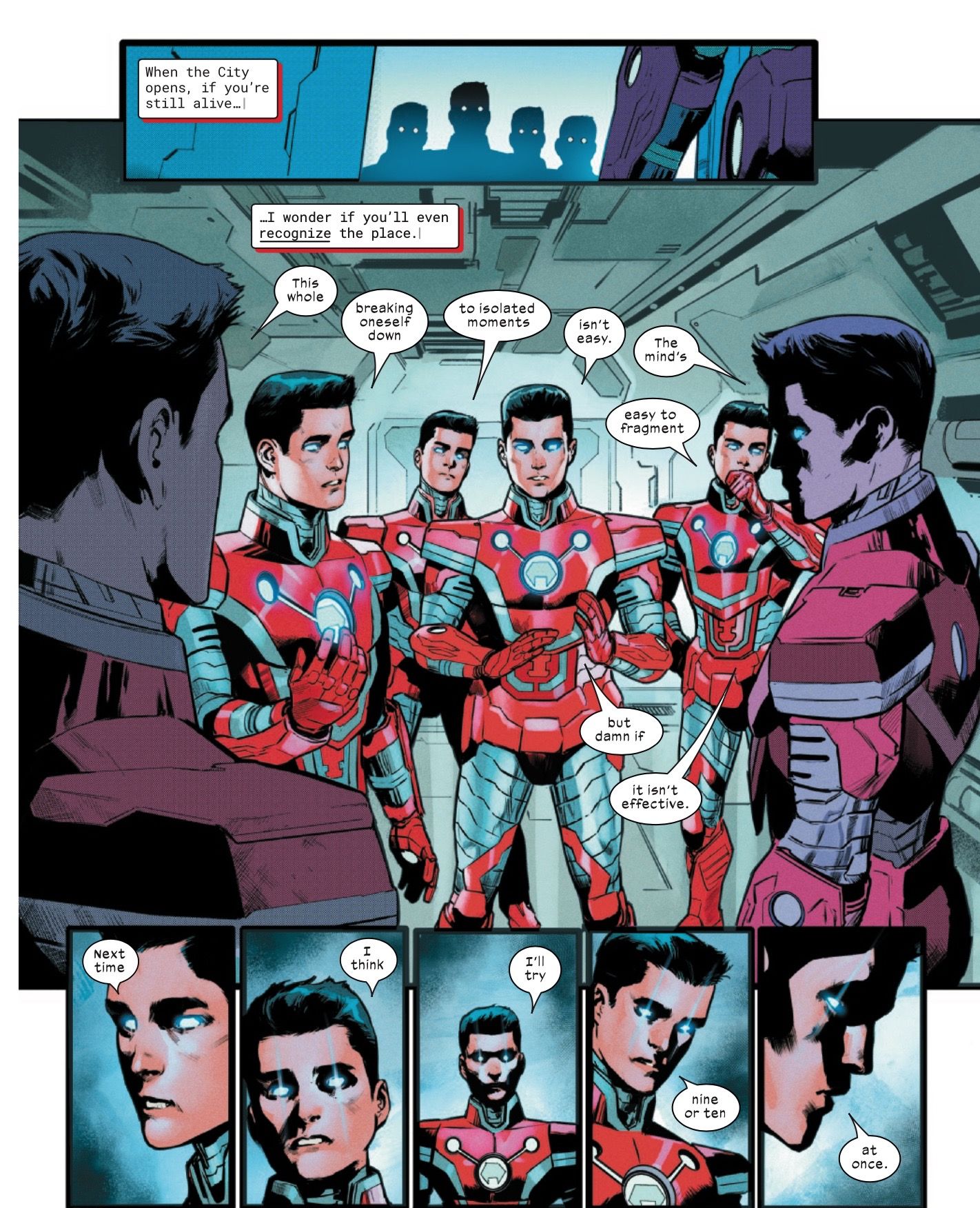 Ultimate Iron Man duplicates himself.