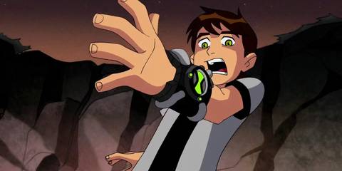 Ben Tennyson screaming as he discovers the Omnitrix, which is attached to his wrist, in Ben 10.