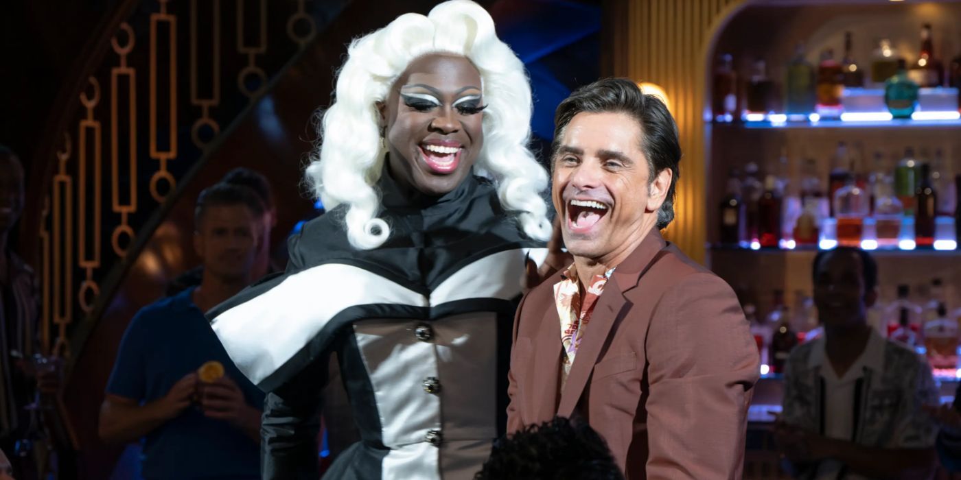 John Stamos and Bob the drag queen laughing on Doctor Odyssey