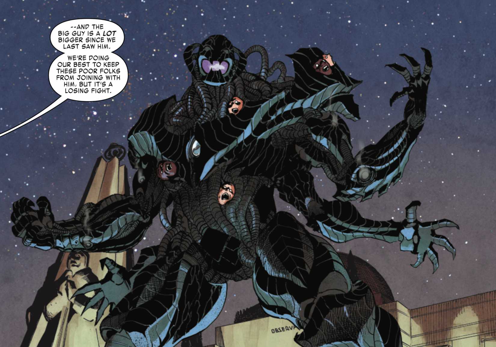 West Coast Avengers #9n by Duggan and Kim - Ultron the Scorched’s terrifying form with screaming heads