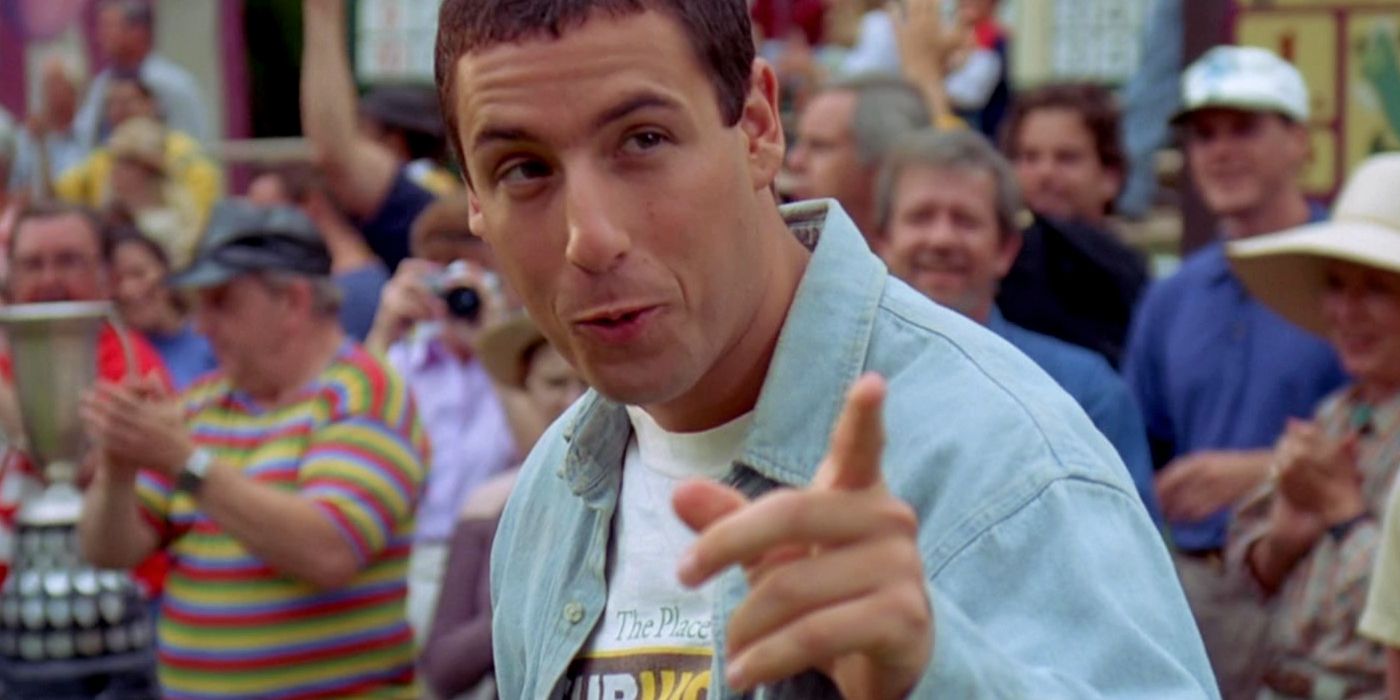 Adam Sandler pointing his finger in Happy Gilmore