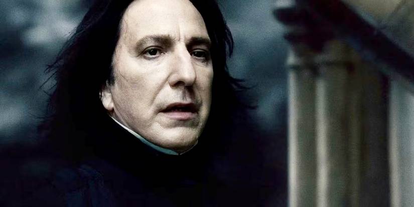 Alan Rickman as Snape looking dynamic in Harry Potter and the Half Blood Prince.