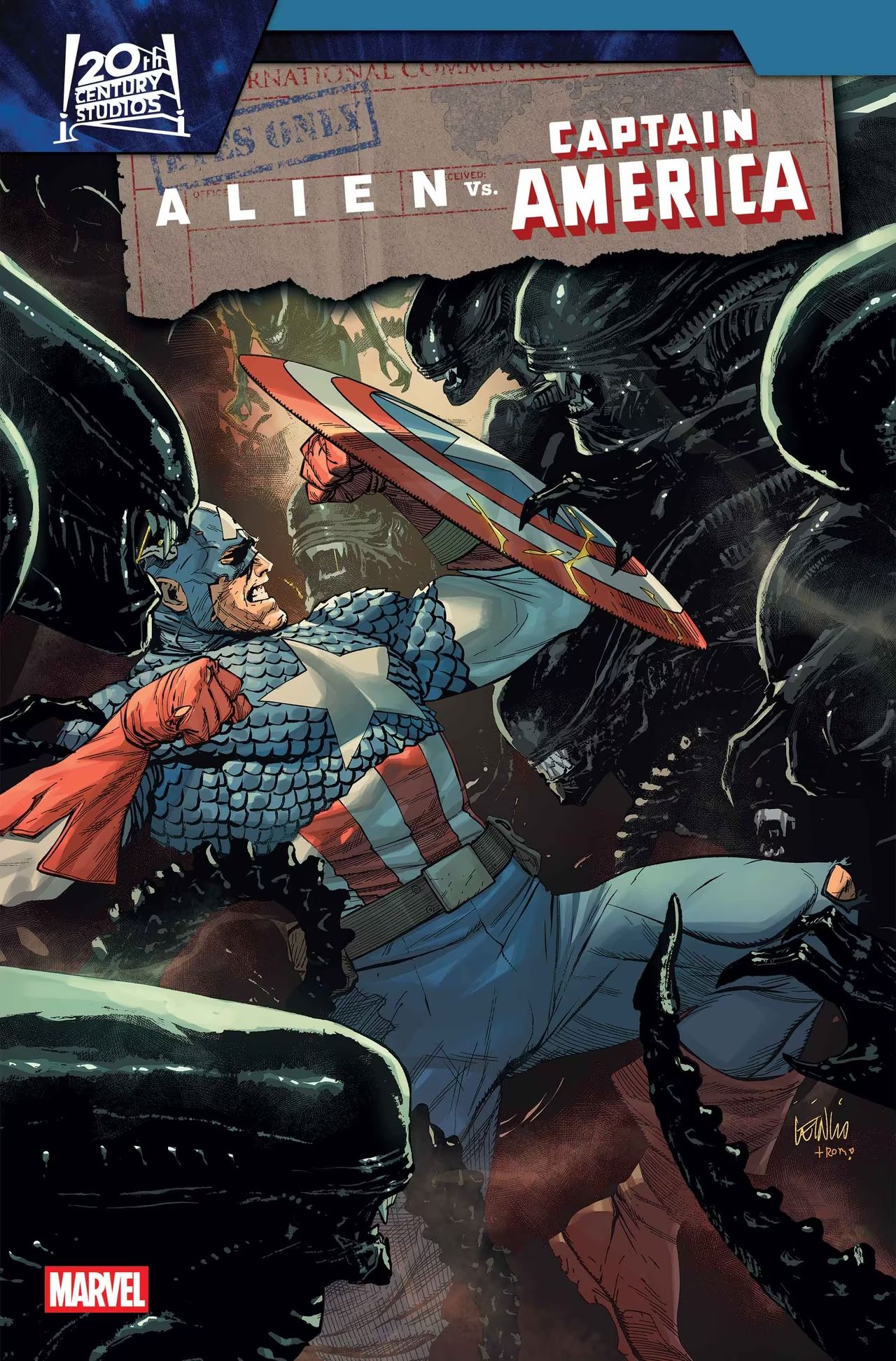 Copertina del fumetto Alien vs Captain America