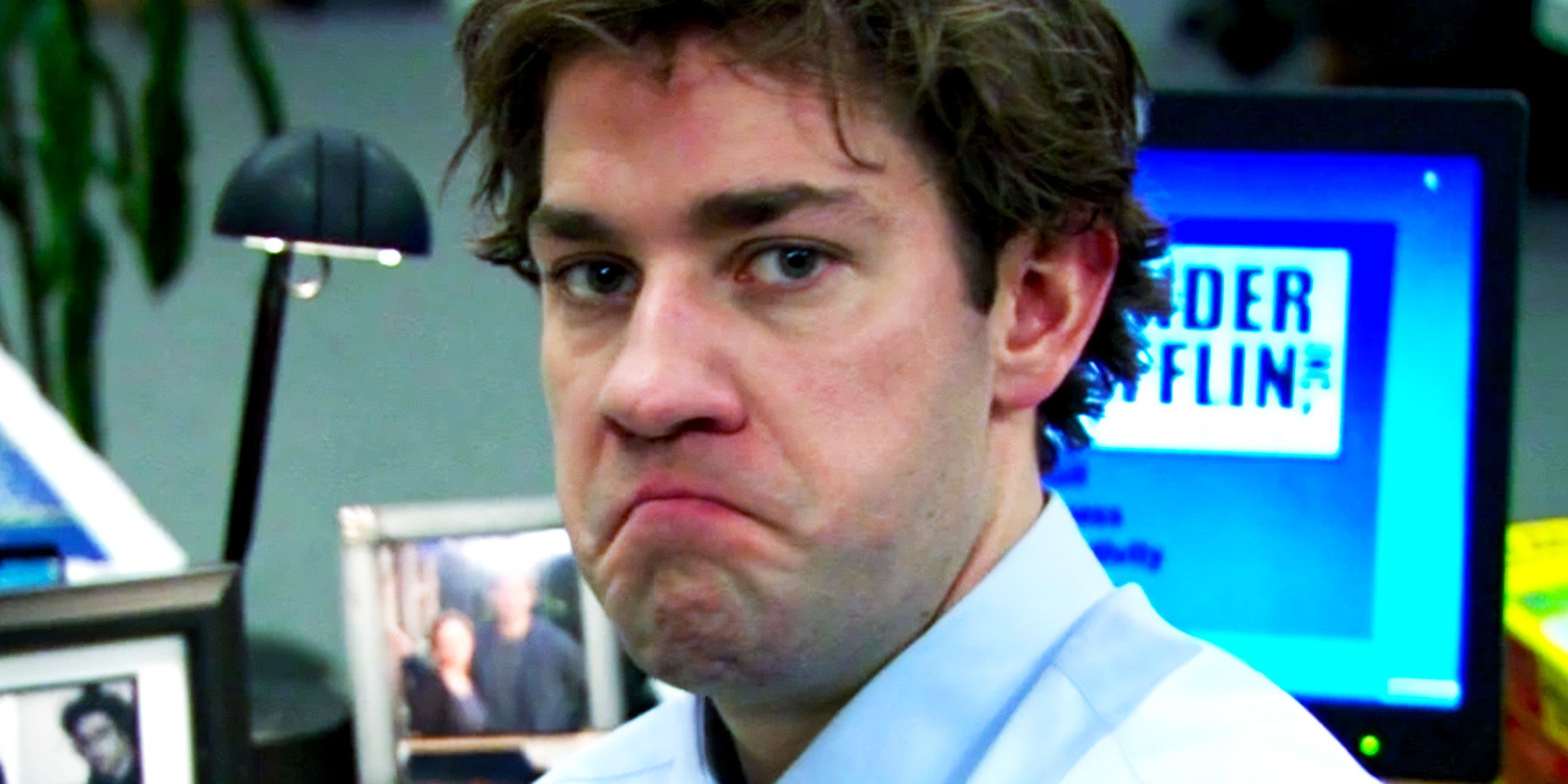 Jim (John Krasinski) frowning in The Office.