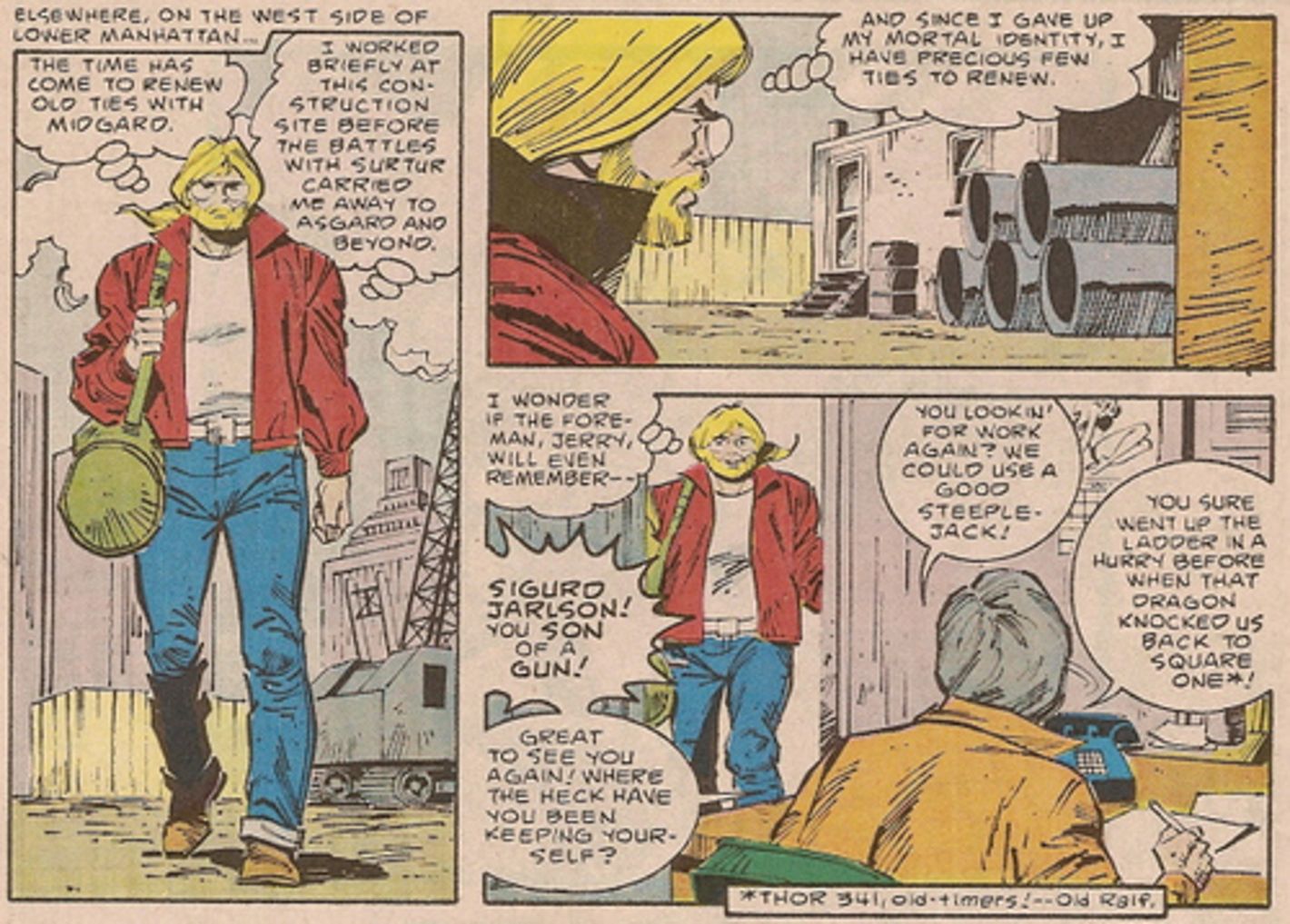Appearance of Thor as Sigurd Jarlson in a classic Marvel comic