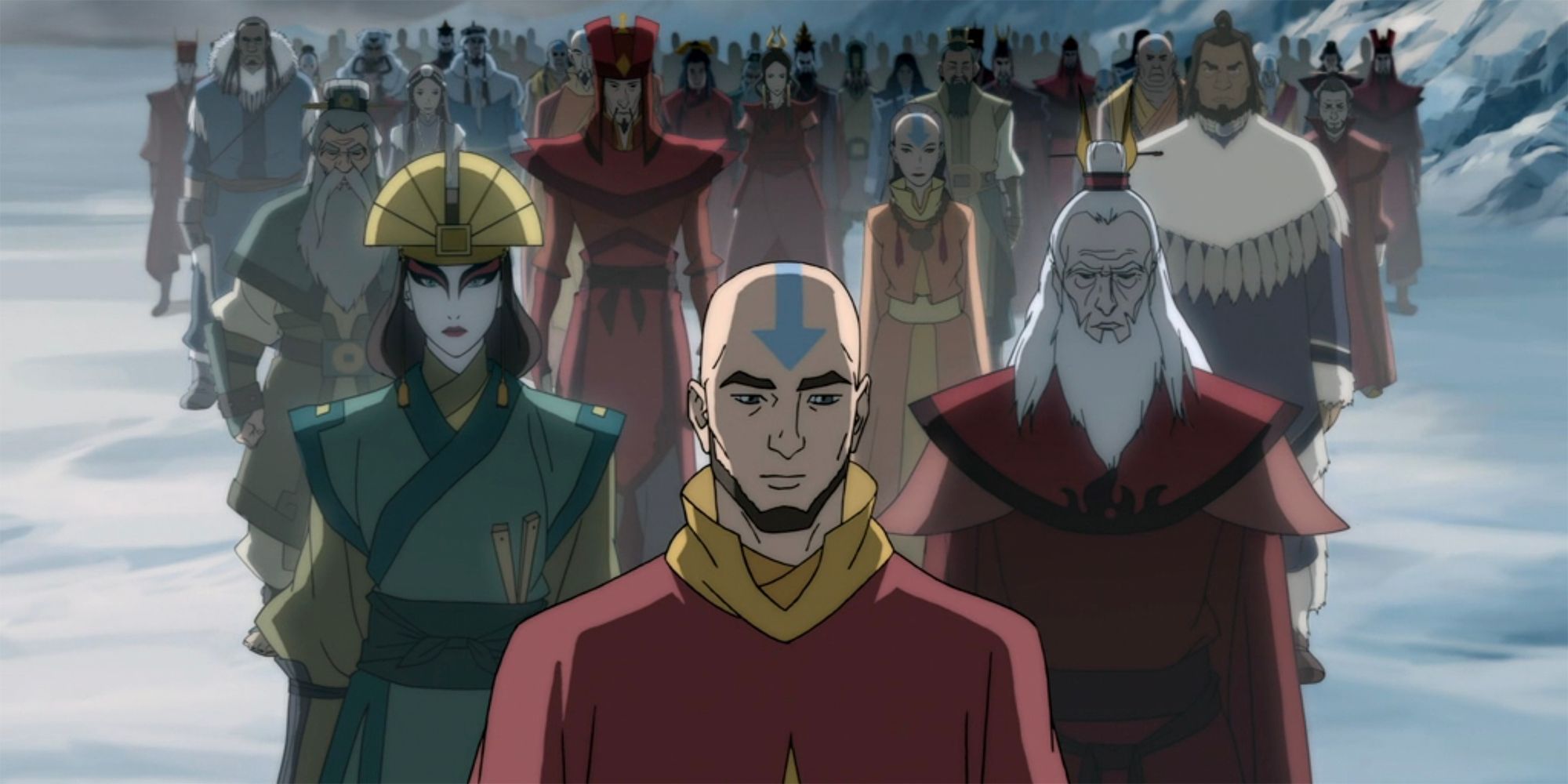 Avatar Aang and the other avatars in the legend of korra season 1