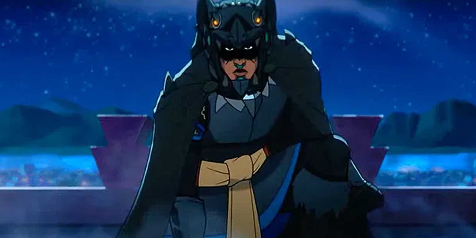 Aztec Batman scene of the hero looking forward
