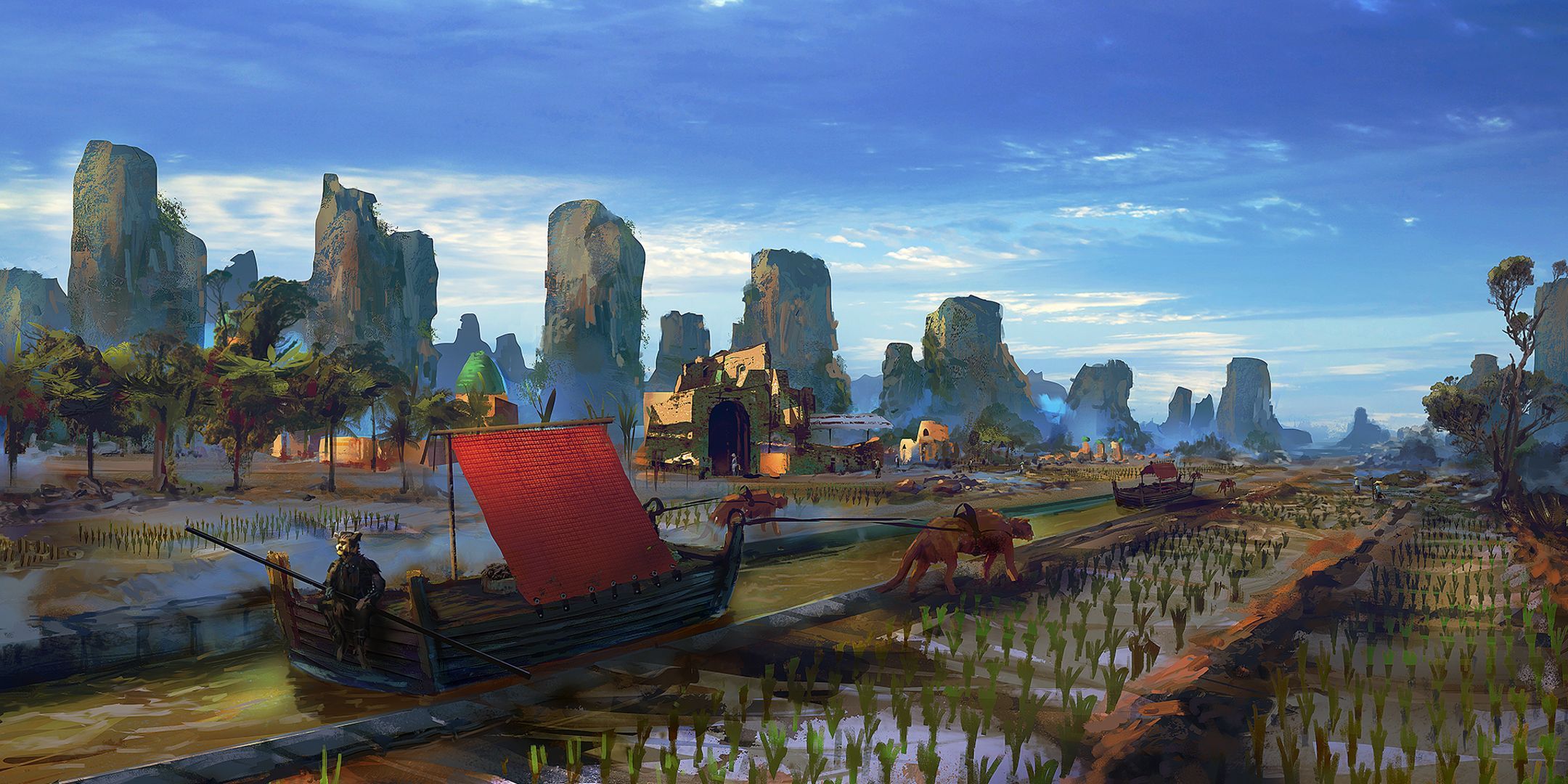 Concept art della Pellitine Barge nell'ambito Beyond Skyrim